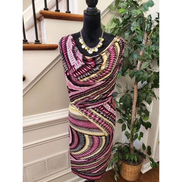 Alfani Women's Multicolor Polyester V-Neck Sleeveless Knee Length Dress Size 20W - Picture 1 of 11